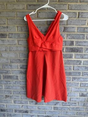 Anthropologie HD in Paris Ardmore Orange Textured Fit Flare Dress 8